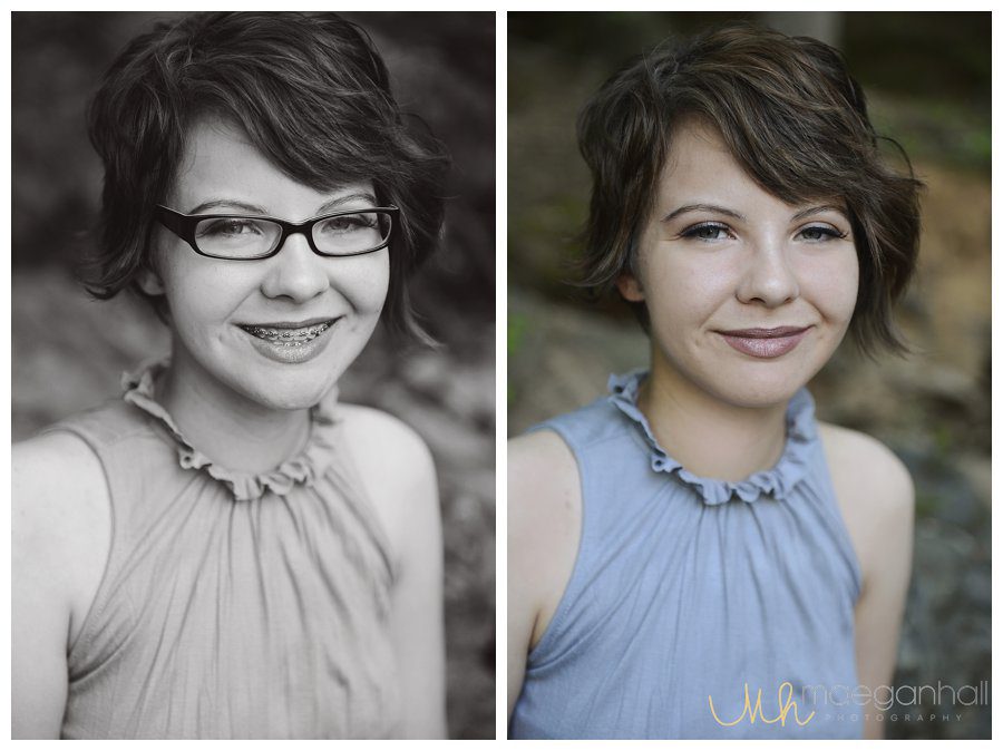 senior girl portraits short hair glasses
