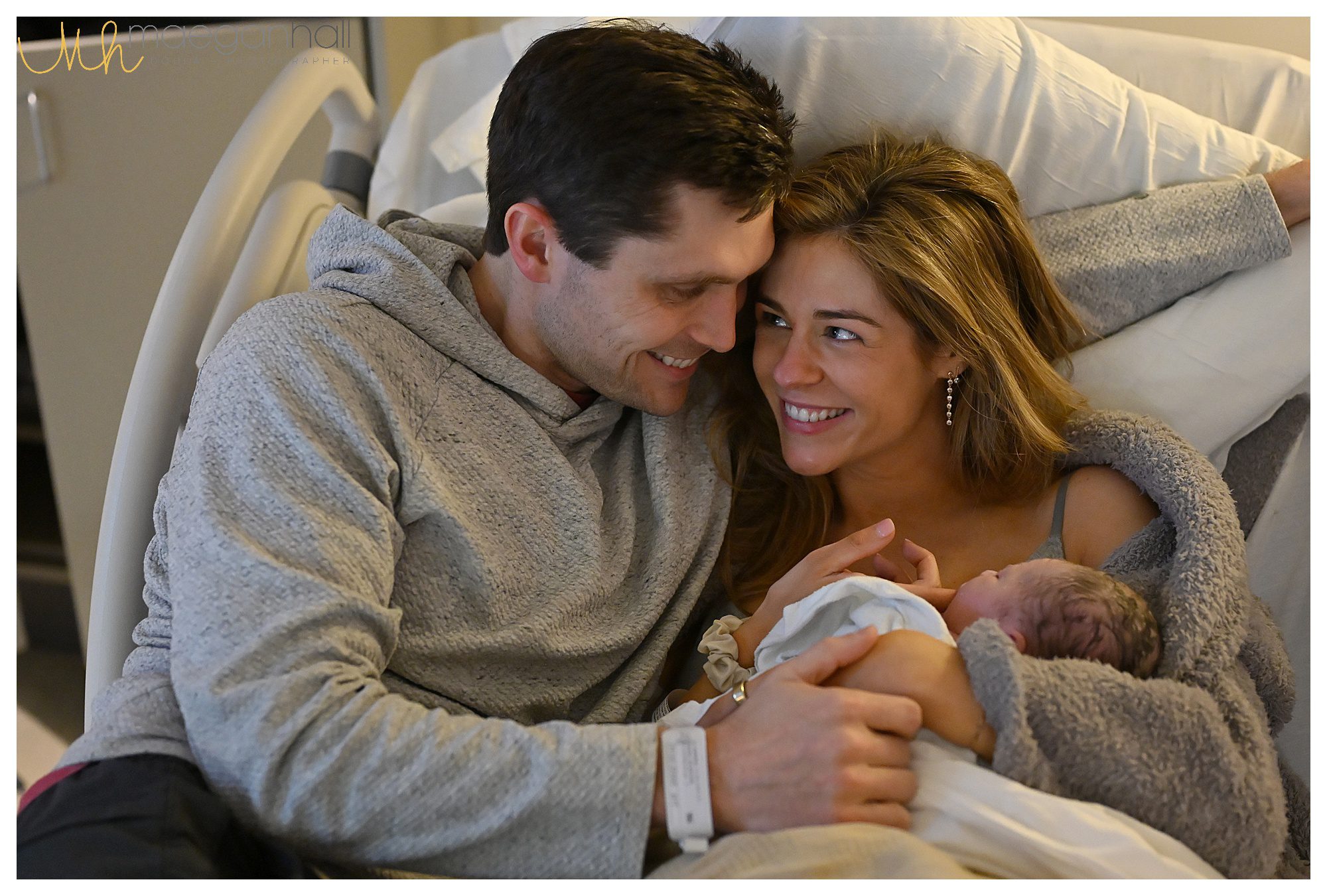 Mom and dad excited to know their new baby.